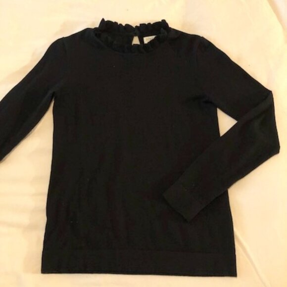 J.Crew Ruffle Neck Black Sweater - Picture 1 of 2